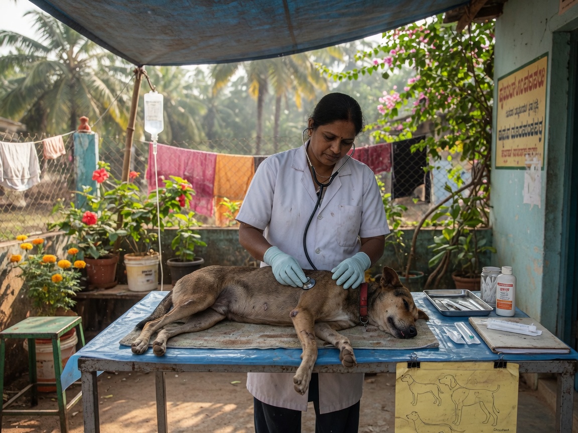 Medical care for a street dog in Goa when help is needed